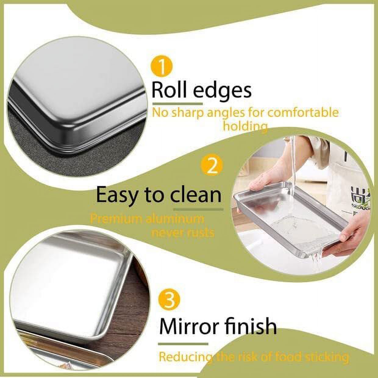 Baking Sheet Cookie Sheet Set of 2, GoXteam Stainless Steel Baking Pans Tray Professional 10 inch, Non Toxic & Healthy, Mirror Finish & Rust Free, Easy Clean & Dishwasher Safe