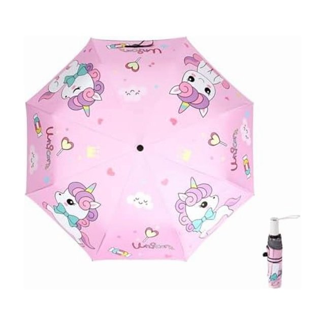 wonima02 Afkengung Kids Automatic Folding Umbrella Digital Cartoon Printing UV Resistant Anti-rebound Design Safer Umbrella Compact Windproof for Kids Girls #2