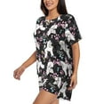 thumbnail image 2 of Naloa Cute Poodle Dog Women's Short-Sleeved Pajama Set, Loungewear, Summer pajamas, Breathable Cozy - Large, 2 of 9