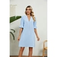 thumbnail image 2 of XCHQRTI Women's V Neck Dress Ruffle Sleeves Short Sleeves Dress Tighten Waist Solid Color Dress, 2 of 9