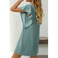 thumbnail image 2 of Chic and Casual Canton Green Solid Color Mini Dress with Ruffle Sleeves - [ZhiHiMeRi] | (US 12-14)L, 2 of 6