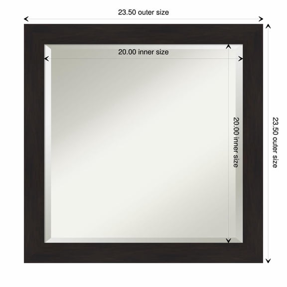 Amanti Art Furniture Espresso Narrow Beveled Wood Wall Mirror 23.5 x 23.5 in.