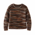 thumbnail image 4 of Turilly Women's Fuzzy Striped Sweater Crew Neck Long Sleeve Cozy Winter Top, 4 of 6