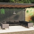 thumbnail image 1 of vidaXL 9 Piece Garden Lounge Set with Cushions Poly Rattan Dark Grey, 1 of 4