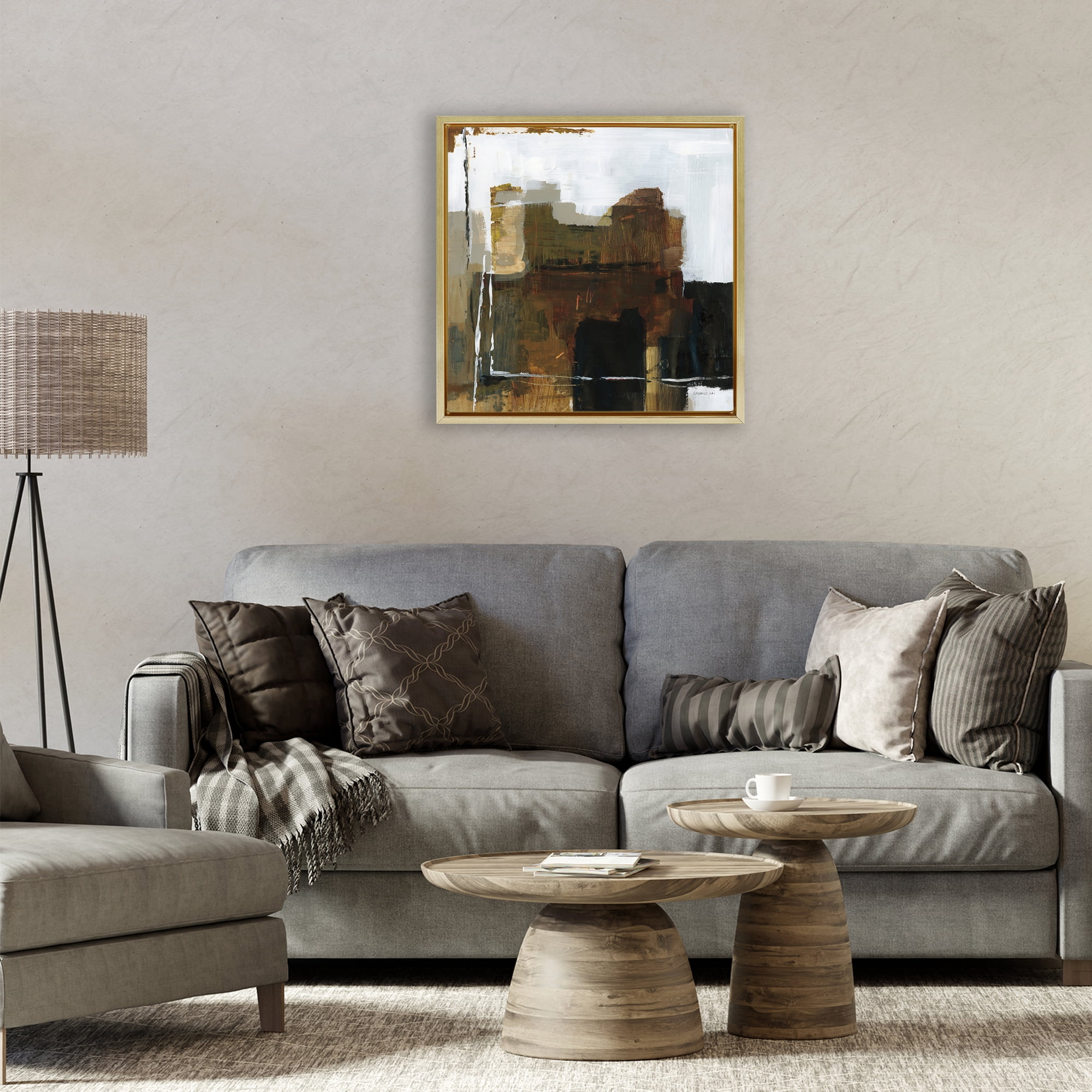 Stupell Industries Natural Abstract Earth Tones Gold Framed Floater Canvas Wall Art, design by Danhui Nai
