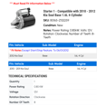 thumbnail image 2 of Starter 1 - Compatible with 2010 - 2012 Kia Soul Base 1.6L 4-Cylinder 2011, 2 of 2