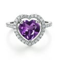 thumbnail image 2 of Gem Stone King 925 Sterling Silver Ring Amethyst Moissanite (3.84 Cttw), 2 of 4