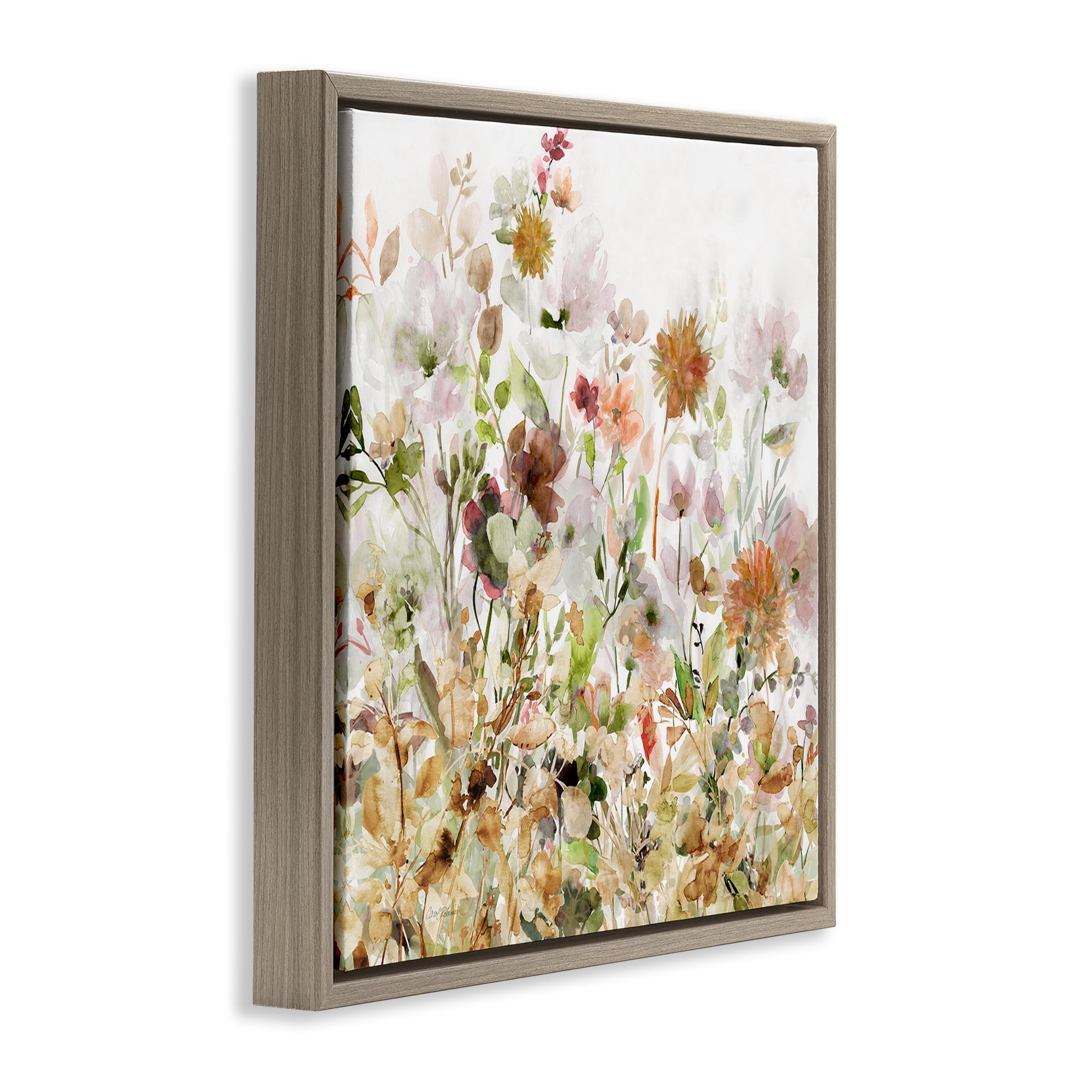 Stupell Industries Mixed Garden Florals Botanical & Floral Painting Brown Floater Framed Art Print Wall Art, 18 x 18