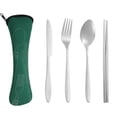 thumbnail image 1 of Nvzi Portable Travel Dinnerware With Case, Stainless Steel Reusable Portable Utensils Set With Case, Travel Silverware Set With Case-Dark Green, 1 of 5