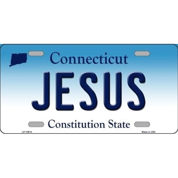Smart Blonde LP-10914 6 x 12 in. Jesus Connecticut Novelty Metal Vanity License Plate Tag