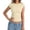 0-Beige212, variant on Women's Fitted Ribbed Cap Sleeve T Shirt Slim Stretch T-Shirt Solid Crew Neck Tee