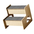 thumbnail image 1 of Escaleras de madera para perros, escalones portátiles para perros con alfombra, escaleras para mascotas y gatos para cama, escaleras para mascotas con 2 pasos, 1 of 9