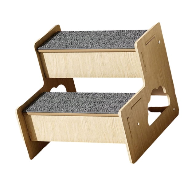 Escaleras de madera para mascotas, escaleras para gatos, cama, escalera para perros pequeños, cachorros, escaleras para perros con condominio para gat 2 pasos