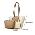 thumbnail image 2 of HUISZJ PU Leather Tote Handbag, Large Capacity Shoulder Bag, Retro Tote Bag for Work Travel Outdoor (Apricot), 2 of 8