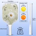 thumbnail image 4 of Pickleball Paddles Set Of 2, Fiberglass Surface, Daisy Floral Print, 4 Balls & Bag, 4 of 5