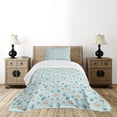 thumbnail image 4 of Ambesonne Cartoon Quilted Bedspread Set 2 Pcs, Composition of Elements, Twin Size, Pale Blue Turquoise and Tan, 4 of 5