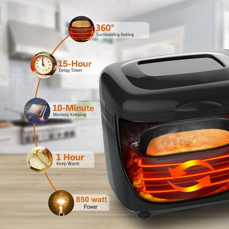 MOOSOO 3.5LB Bread Machine 12-in-1 Automatic Bread Maker with Time Delay  Keep Warm 