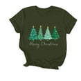 thumbnail image 3 of DDAPJ pyju Merry Christmas Shirt for Women Christmas Tree Tees Letter Xmas Tree Graphic Print Short Sleeve Crewneck T Shirt Casual Athletic Tee Tops Army Green S, 3 of 5