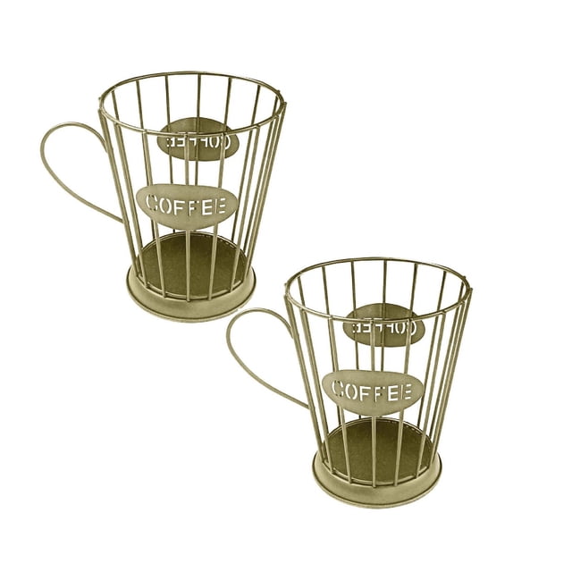 Oleegame 2PC Spoon And Lid Rest Cup Holder Mug Shape Coffee Pod Holders Storage Organizer for Counter Coffee Bar Gold