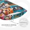thumbnail image 2 of Pillow Covers, Whimsical Cats and Flowers Scene Fuzzy Pillow Cases Queen Size with Hidden Zipper, Comfy Bedding Counch Throw Decorative Pillowcase, Soft Pillow Protectors Mult Sizes 14x20, 2 of 5