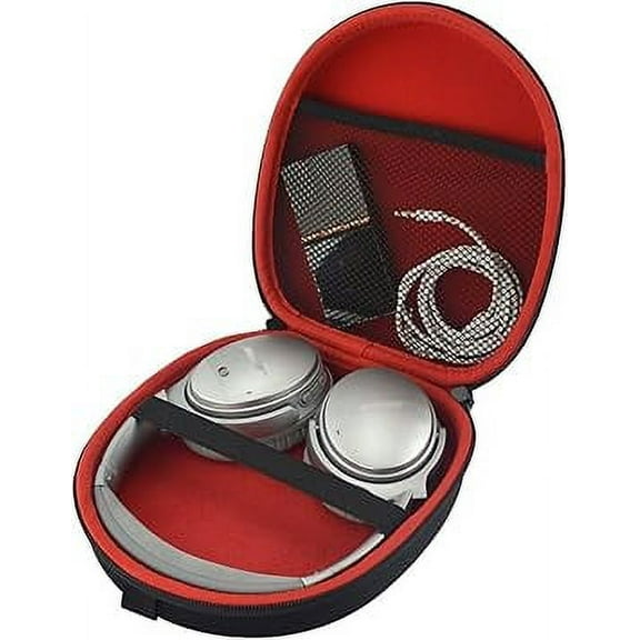 Headphones Carrying Case Compatible with QC Ultra/QC45/QC35 II/QC25/QC15/QCSE Case, Protective Hard Shell Travel Bag with Cable, Charger Storage (Black)