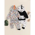 thumbnail image 3 of Elippeo Little Boy Fall Clothes 6 12 18 24 Months 3 4 Years Dinosaur Print Long Sleeve Hood Sweatshirt with Elastic Waist Pants 2Pcs Outfits, 3 of 9