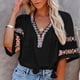 thumbnail image 1 of Blusa de media manga bordado de borlas con estilo de algodón suave cuello en V para fiestas de vacaciones para citas ANGGREK Otros, 1 of 6