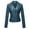 Blue, variant on UYISJ Women's Faux Leather Moto Biker Short Coat Jacket Fashion Long Sleeve Lapel Solid Color Jackets with Zipped Pockets Green XS