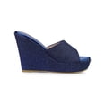 thumbnail image 3 of BLISSFUL STEP Sandales à Talons Compensés à Enfiler à Plateforme Pailletée pour Femmes Bleu Marine 8,5, 3 of 7