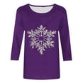 thumbnail image 3 of Christmas Snowflake Shirt for Women 3/4 Sleeve Holiday Graphic Tee Casual Top Fall Winter Fashion Outfit, 3 of 4