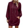 thumbnail image 2 of Fankiway Robes à Manches Longues en Liquidation, Chandails à Capuchon pour Femmes avec Poches, Couleur Unie, Robe Décontractée à Manches Longues pour le Printemps, Grande Taille en Liquidation, 2 of 8