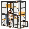 thumbnail image 3 of AUU Large Wooden Walk-in Cat Catio for Multiple Indoor & Outdoor Cats – Outdoor Cat Enclosure with Window Connection, 2 Condos, 5 Platforms, 4 Doors, and Weatherproof Roof Cover, 3 of 12