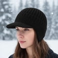 thumbnail image 3 of HUISZJ Winter Beanie Hat,Black Warm Knit Cap with Brim Ear Flaps, Outdoor Warm Thermal Knitted Stocking Cap for Women Men, 3 of 10