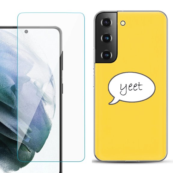 Slim-Fit TPU Fashion Phone Case for Samsung Galaxy S22 5G, with Tempered Glass Screen Protector, by OneToughShield ® - Yeet