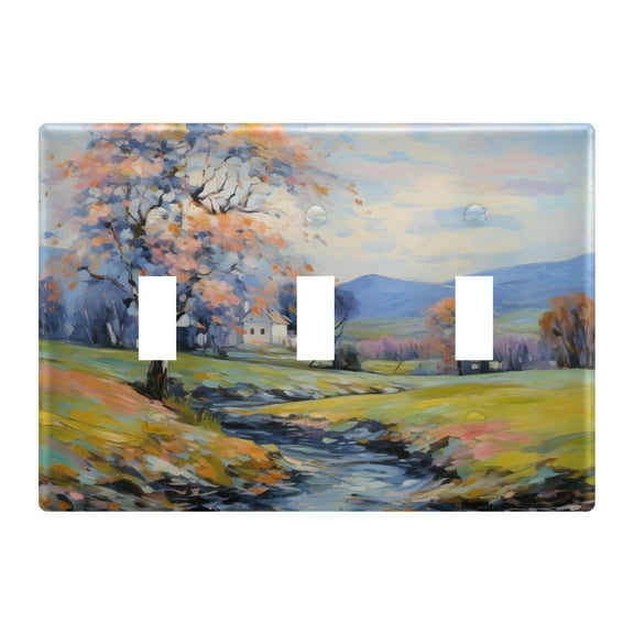 3 Gang Switch Covers Green Landscape Light Wall Plate Home Faceplate Switch Plates 6.37”x4.48”