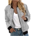 thumbnail image 1 of Pisexur Manteau Femme Coupe-Vent Manteau Trench Manteaux d'Automne Vestes Décontractées pour Femme Mode Imprimé Poche Manteau à Fermeture Éclair, 1 of 5