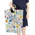 thumbnail image 4 of Yayeee Freestanding Laundry Hamper with Handle Collapsible Large Storage Basket for Clothes, Blue Wildflower Pattern, 4 of 7