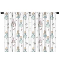 Blackout Kids Curtains,Princess Castle Flower Pattern Childrens Insulated Curtains Set Of 2,Bedroom Essentials,Toddler Room Decor 42"x63"