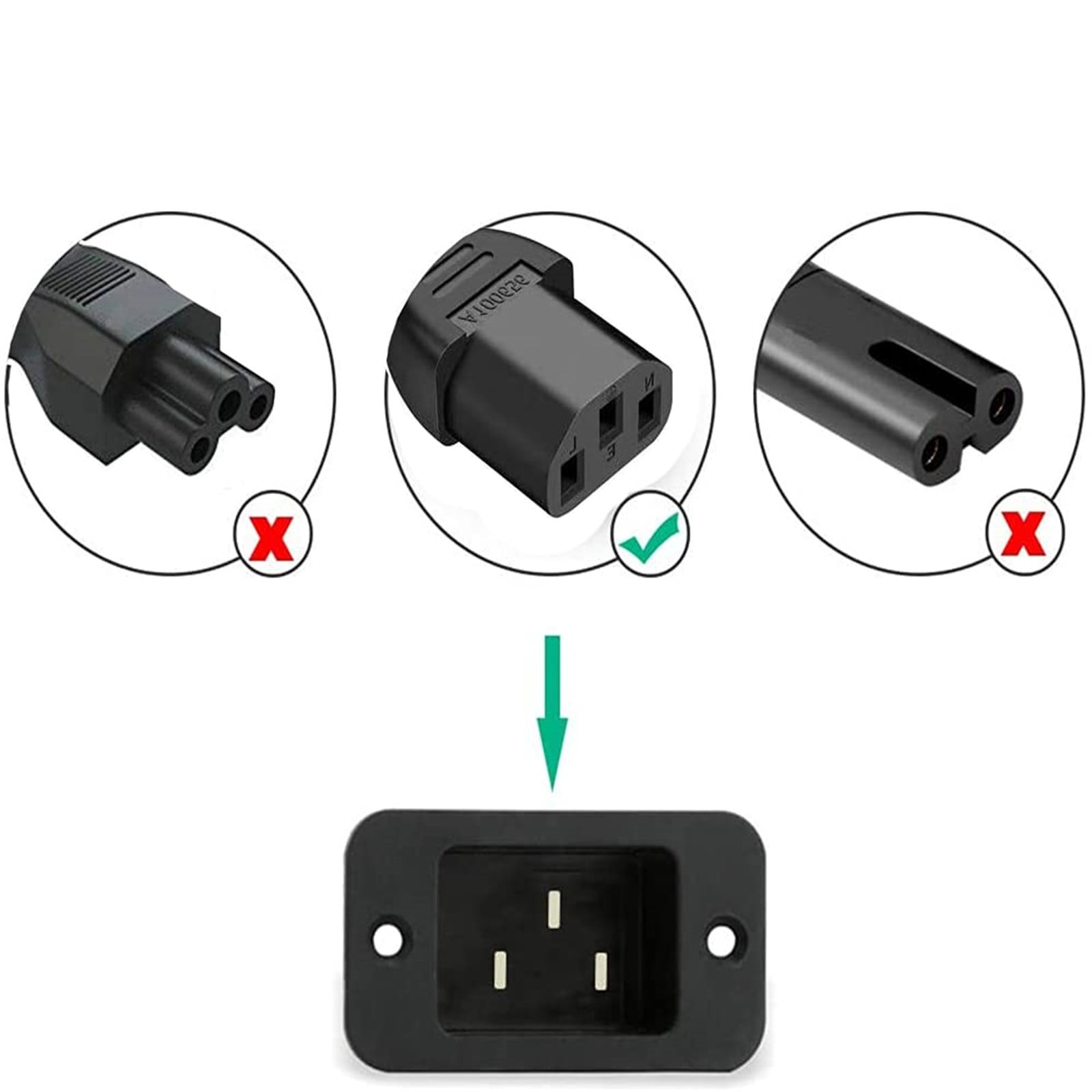 Standard 5ft 1.5m 10 125 Black 3 Prong AC Power Cord Sturdy Flexible Electronics Use