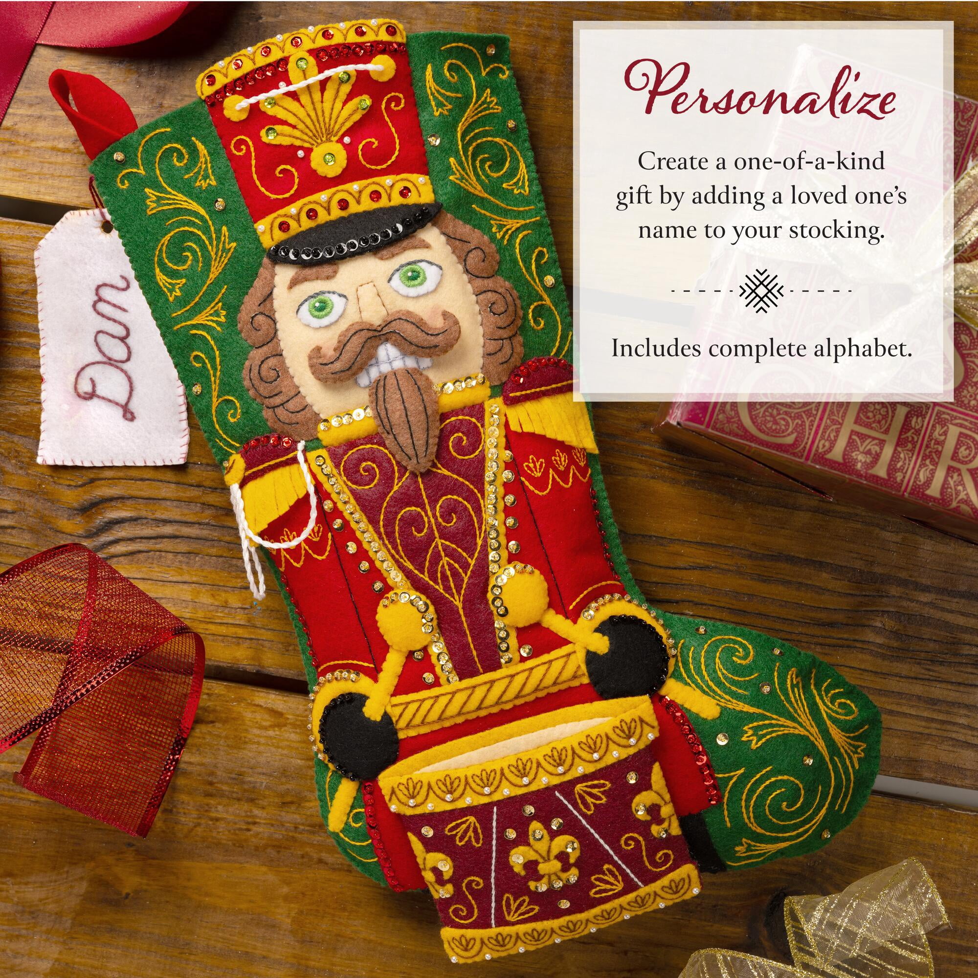 Bucilla Felt Stocking Kit, Nutcracker Noel, 18 in, Multicolor, Felt