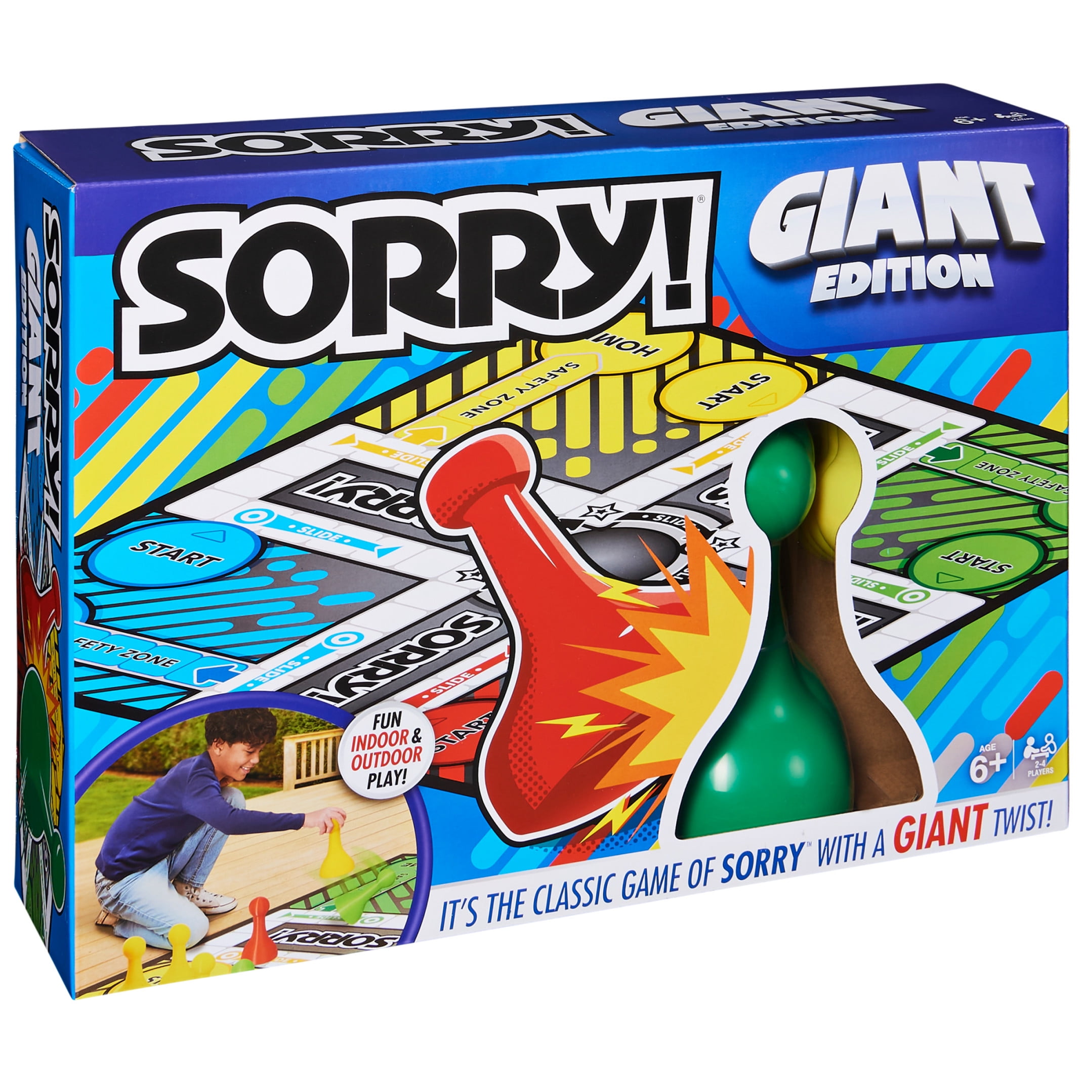 Sorry Board Game, Giant Edition Family Indoor Outdoor, For Kids 6 & Up