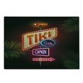 thumbnail image 2 of Tiki Bar Cutting Board, Old Fashioned Neon Signs Illustration of Open Bar Palm Tree Branches Roadside, Decorative Tempered Glass Cutting and Serving Board, Large Size, Multicolor, by Ambesonne, 2 of 5