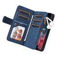 thumbnail image 4 of Ancove for iPhone 13 Pro Max Wallet Case with Card Slots & Wrist Strap,PU Leather Magnetic Closure Shockproof Kickstand Zipper Poket Flip Case Cover for iPhone 13 Pro Max,Blue, 4 of 7