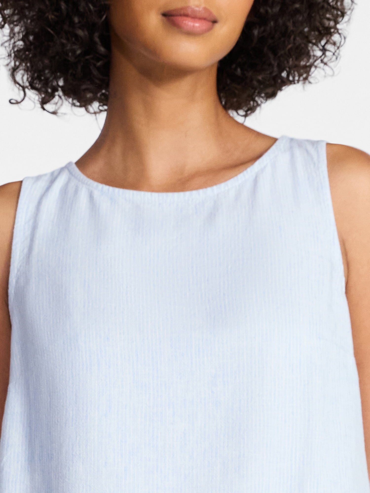 Time and Tru Women’s Linen Blend Sleeveless Top, Sizes XS-XXXL