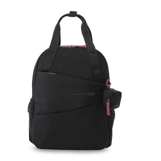 TOTTO Mochila Mediana para Mujer Porta Laptop 15,4 con Bolsillo Secreto | Escuela - Oficina - Viaje negro M
