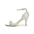 thumbnail image 6 of BLISSFUL STEP Women's Glitter Strap Stiletto Heel Sandals Silver (Size 5), 6 of 8
