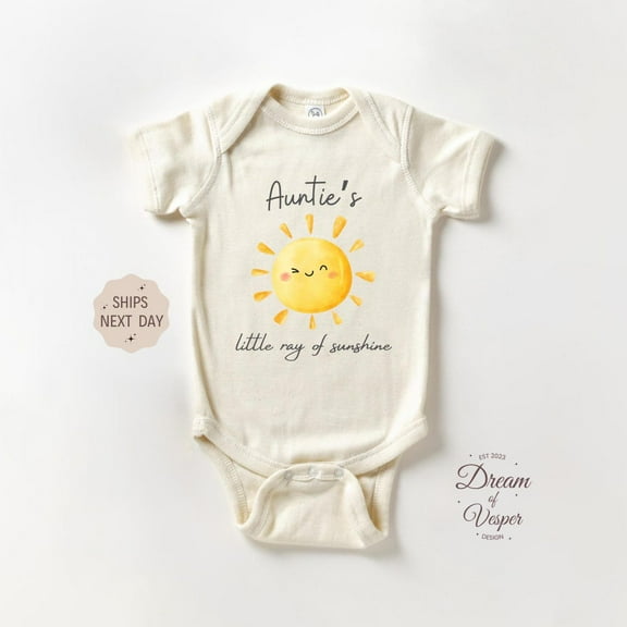 Baby Bodysuit BELLA CANVAS Aunties Little Ray Of Sunshine Onesie, Cute Aunt Baby Bodysuit, Aunt Baby Onesie, Baby Shower Gift, Aunties Little Bestie, Family Onesie