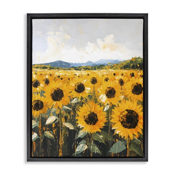 Stupell Industries Eclectic Beautiful Sunflowers in Field Black Floating Frame Canvas Art, 17 x 21, by Creative Studio
