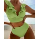 thumbnail image 1 of Bikini con volantes para mujer, traje de baño de dos piezas con cuello en V, acolchado de realce, cintura alta, corte Sexy, para playa, 2024, 1 of 4