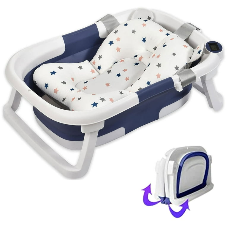 TOPCHANCES Collapsible Baby Bathtub with Thermometer